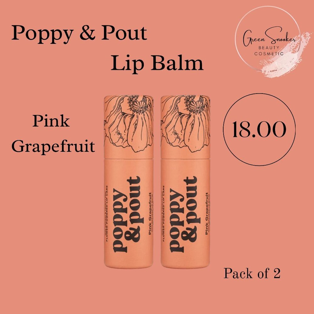 Poppy & Pout, Pink Grapefruit Lip Balm,100% Natural, Pack of 2